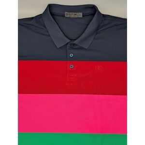 G/Fore Polo Golf Shirt‎ Rainbow Striped Men's XL Short Sleeve Lightweight Mesh